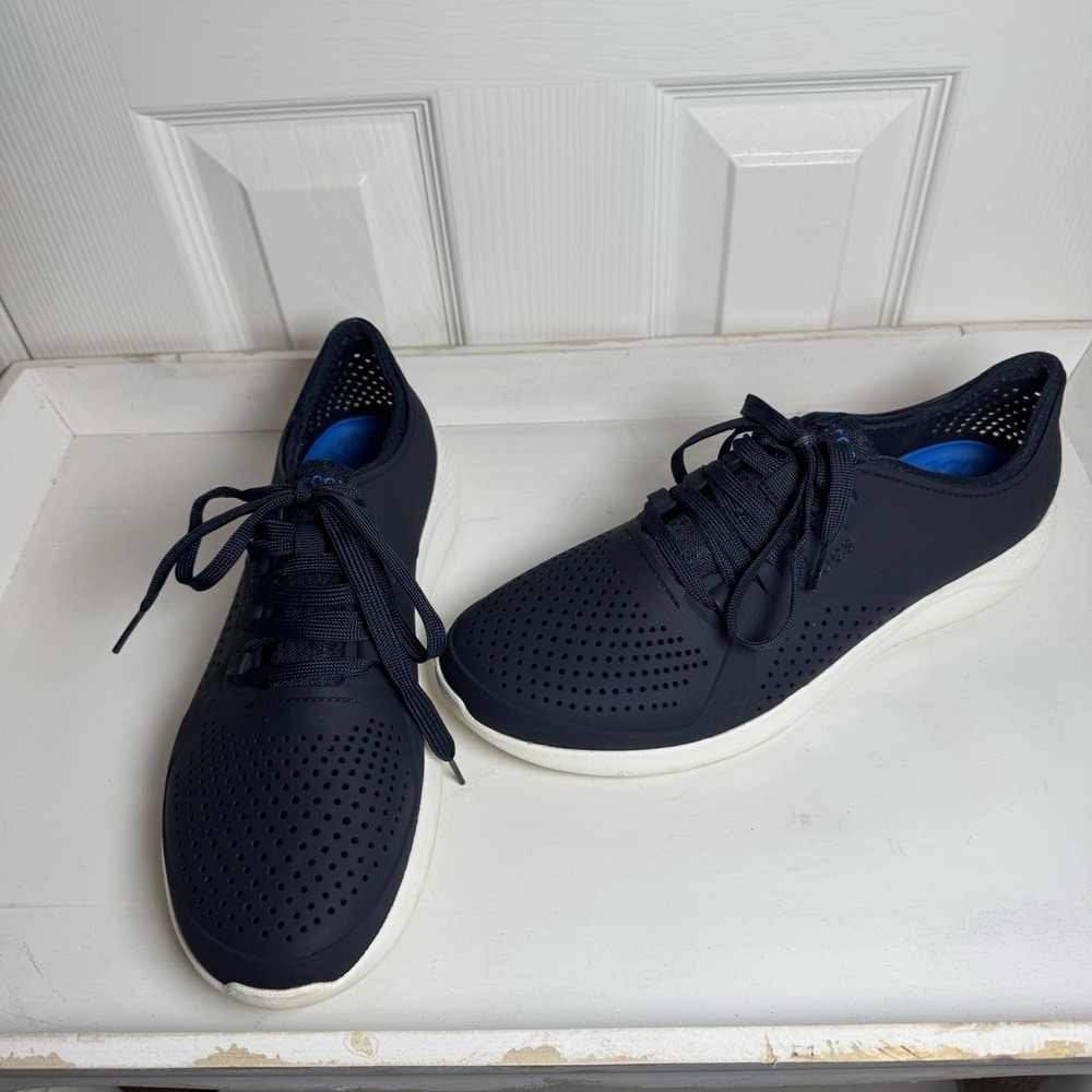 Crocs Lite-Ride Pacer Men's Navy Blue Lace Up Rubber‎ Sneakers #204967-Size 12